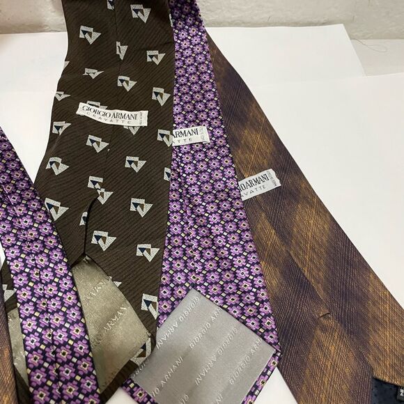 Lot of 3 Men’s Designer Silk Ties Giorgio Armani - Picture 5 of 8
